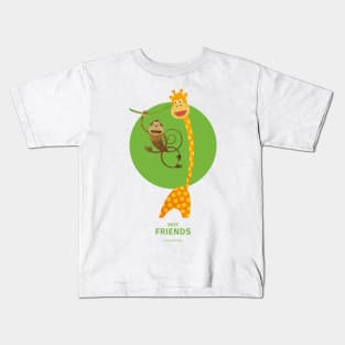 Illustration nursery for friends - giraffe and monkey Kids T-Shirt
